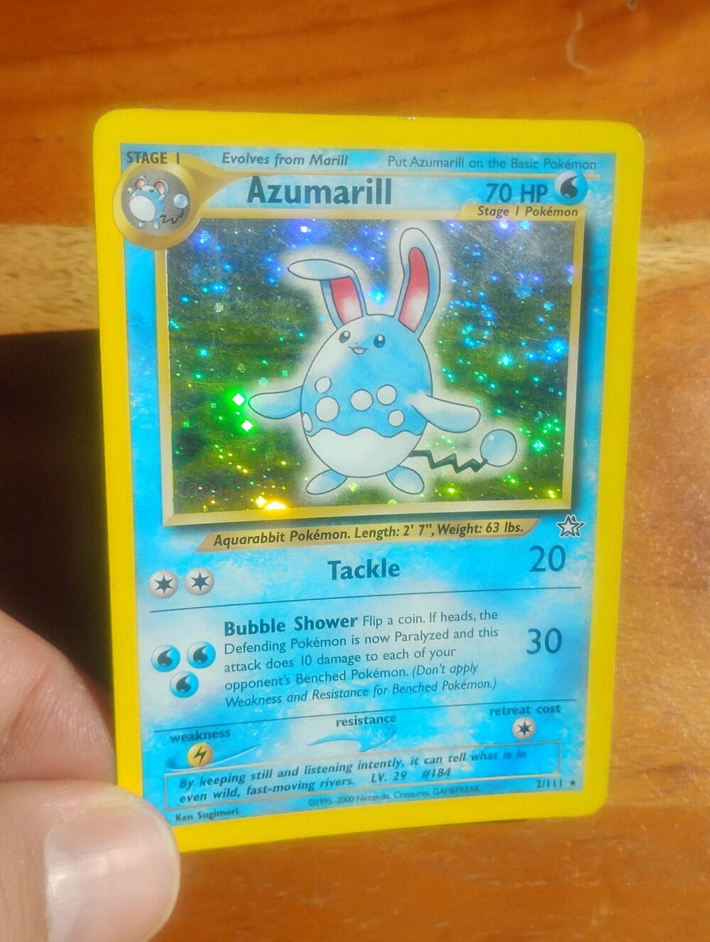 LP WOTC 2000 Holo Swirl Azumarill 2/111 Neo Genesis Set Pokemon Card